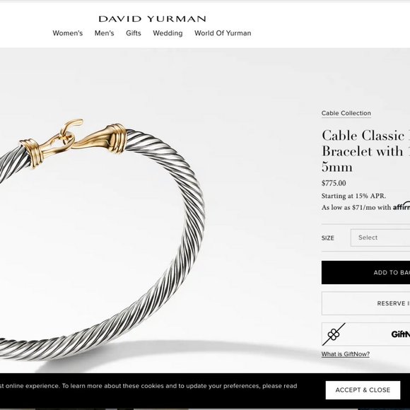 DAVID YURMAN 5mm Cable Classic Buckle Bracelet - Picture 3 of 6
